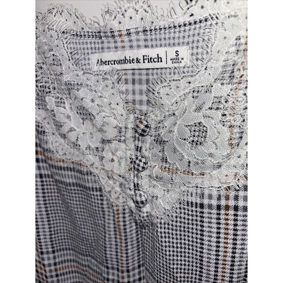 Abercrombie Fitch Women Sleeveless Lace Trim Cami Tank Top S Adjust Straps Plaid - Picture 2 of 9